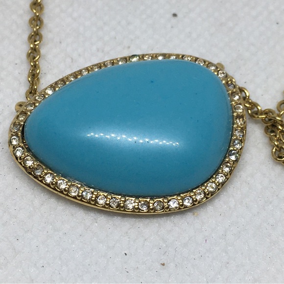 Vintage Ralph Lauren Necklace With Blue Howlite And Crystal Pendant - Picture 2 of 4